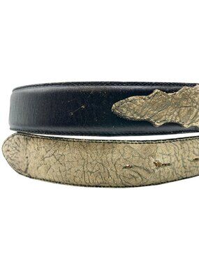 Vintage Tony Lama Black Leather Western Belt Strap 39-35" Size 38 Model 0221L